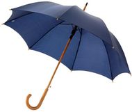 23" Kyle-sateenvarjo, automaattisesti avautuva, puinen varsi, tummansininen liikelahja logopainatuksella